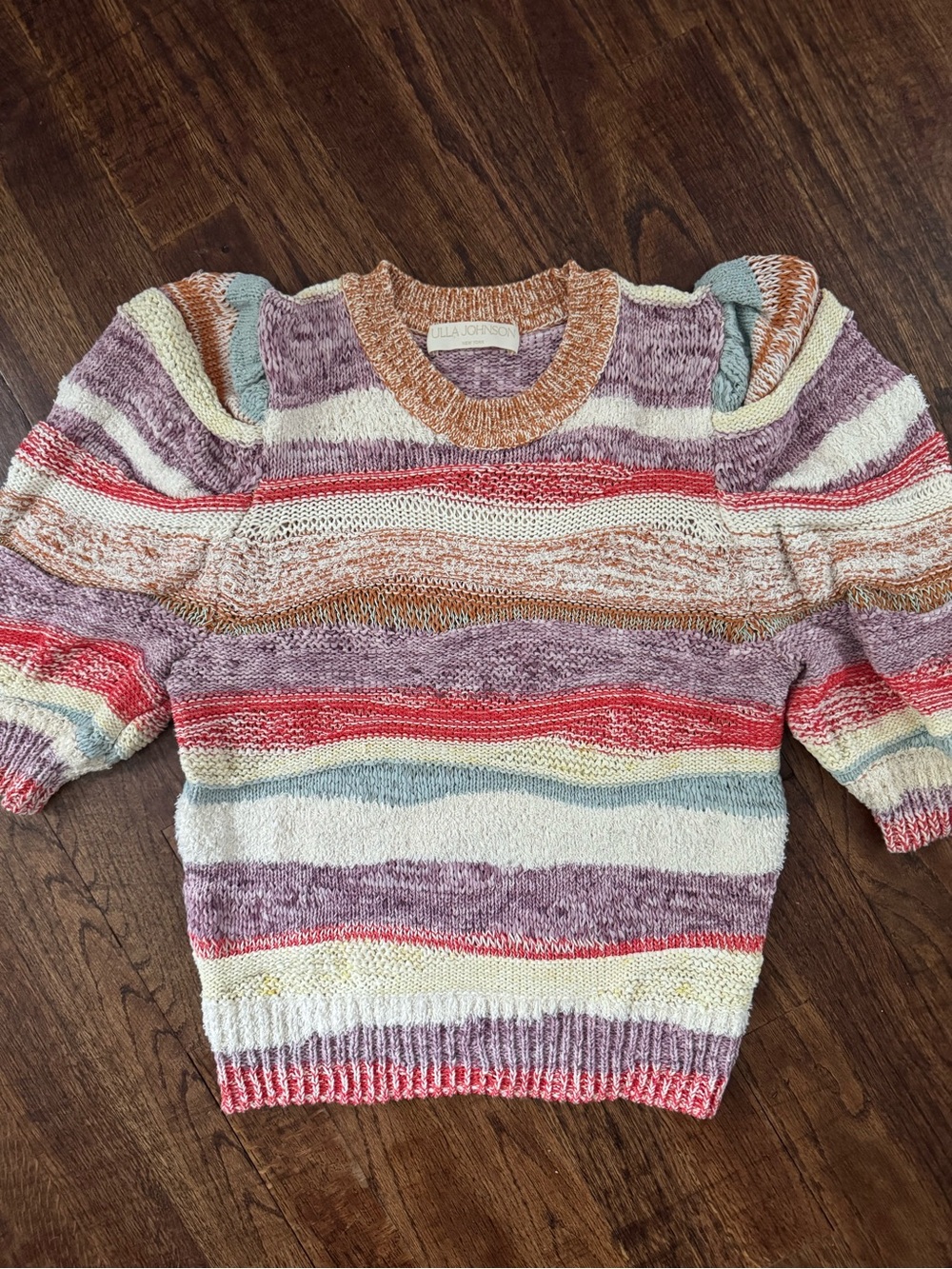 Ulla Johnson Multicolor Striped Puff-Sleeve Knit Sweater
